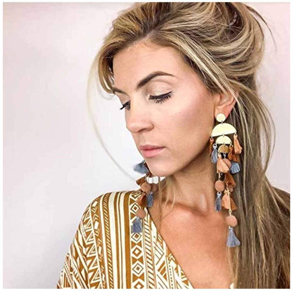 Long Tassel Statement Bohemian Dangle Earrings